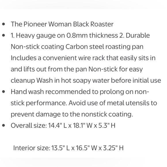 2022 🌺 New Pioneer Woman Large Roaster with Rack, Black - Picture 3 of 10
